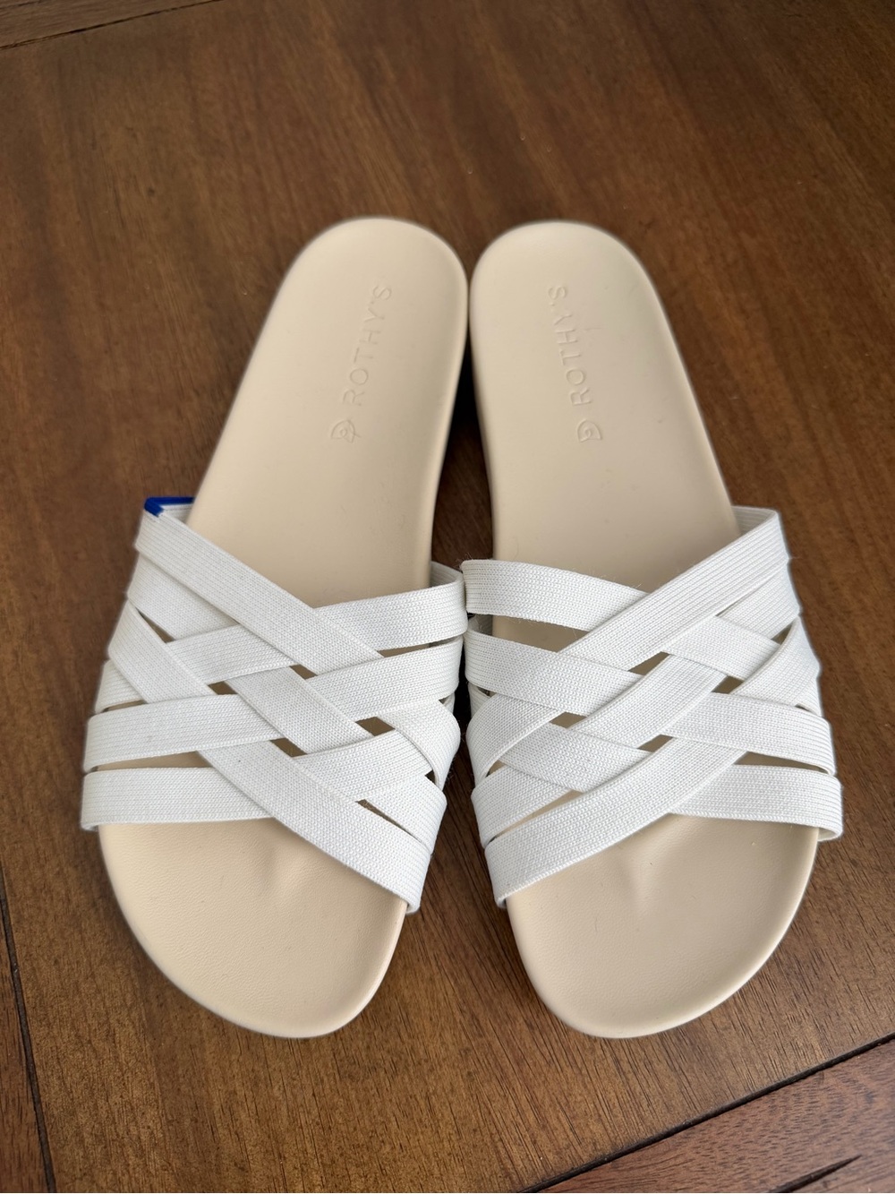 Rothy's White Cloud Crisscross The Slide Sandals Women 7.5 Washable Flats Beach